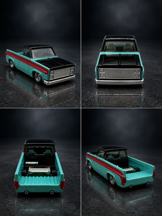 Custom Squarebody Pickup Truck – Turquoise Red Edition